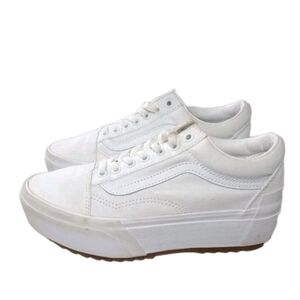 Vans Old Skool Stacked Sneakers Women's Size 8 Shoes White Canvas